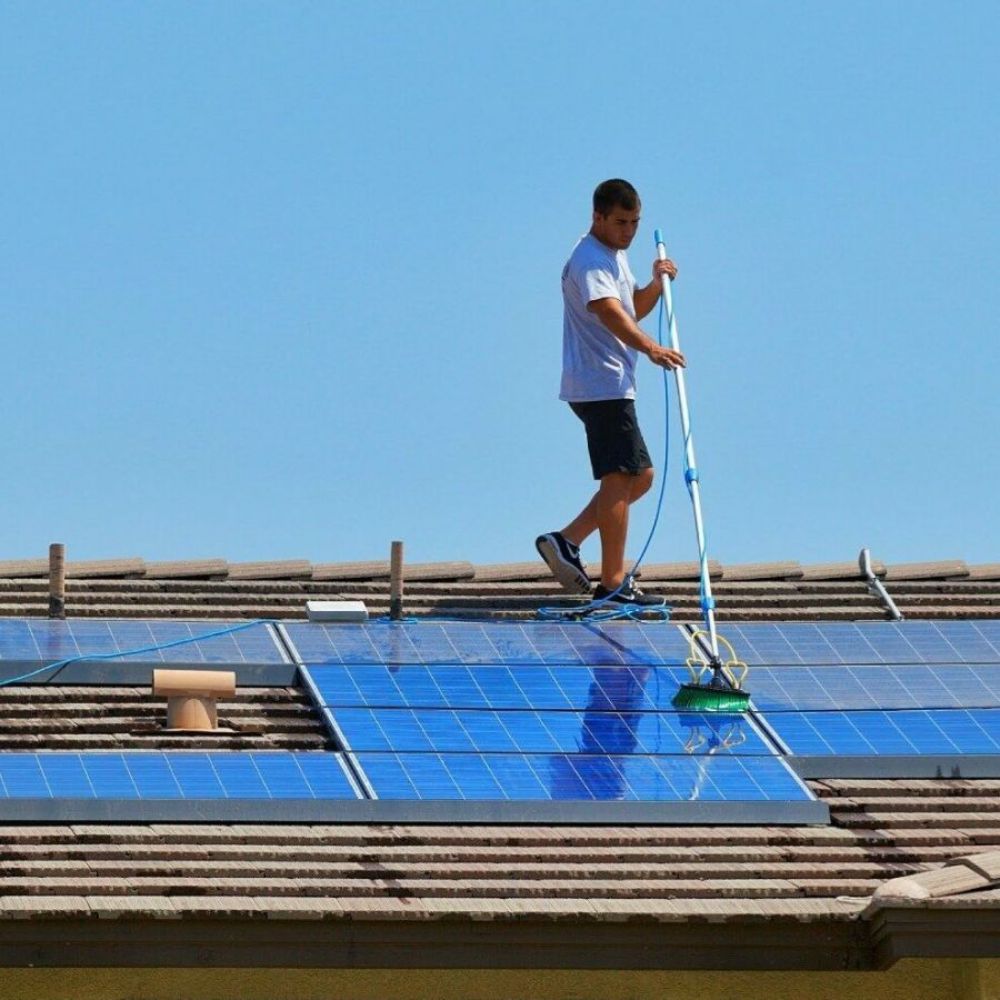 washing, brushing with a boar’s hair brush, and then pure-water rinsing will keep your panels producing all year long